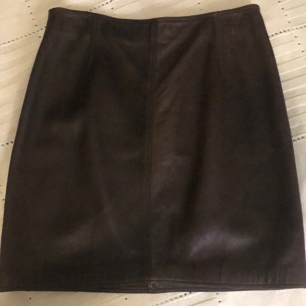 Gianni Versace Brown Leather  Skirt; Made in Italy